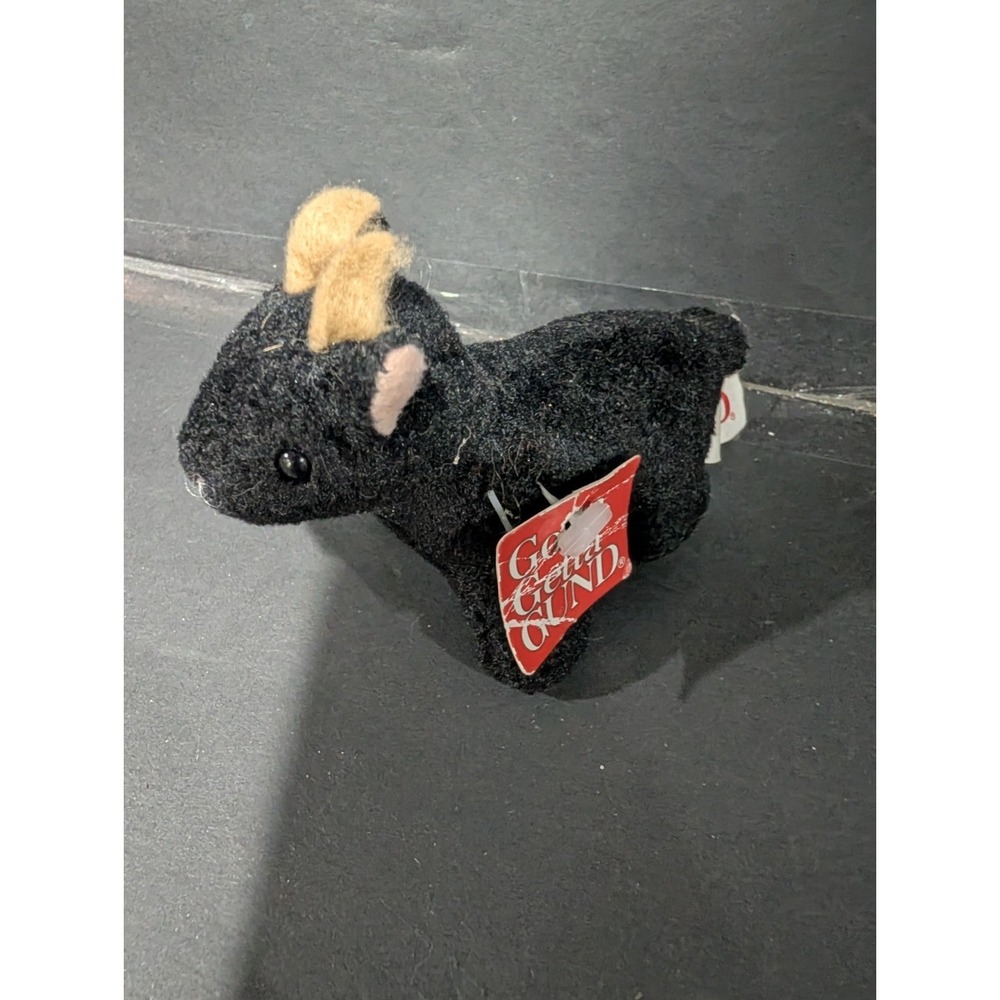 Vtg NWT Gund‎ Mini Billy Goat Plush Black With Brown Horns Farm Stuffed Animal
